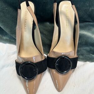 Enzo Angiolini Tan and Black Heels Classic Stiletto Design